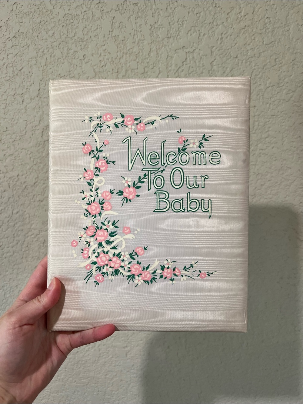 Welcome To Our Baby Floral Keepsake Book - Pink & Green Vintage Baby Book